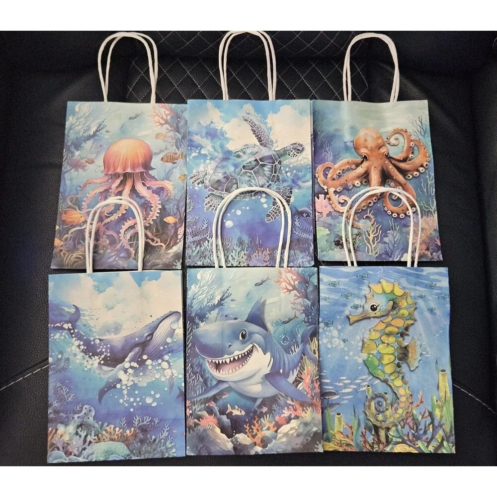 6 Pack Sea Animals Gift Bags Under the Sea Party Favor Bags Ocean Theme